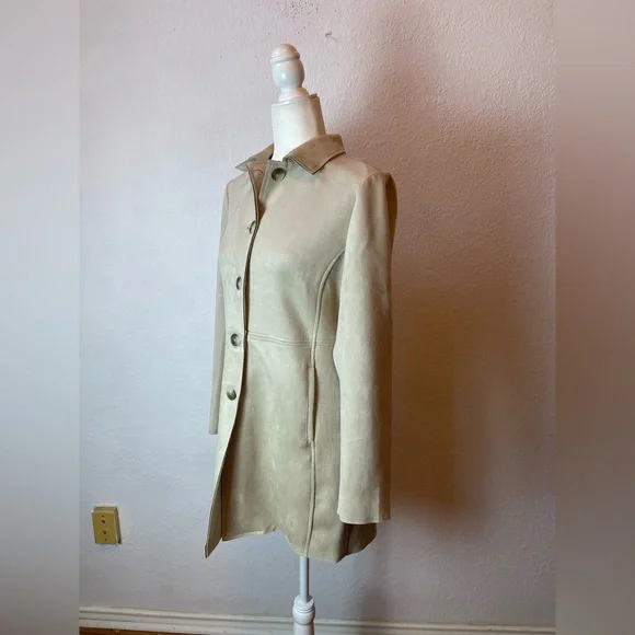 T tahari Faux suede Leather Coat jacket size S with NWT - Picture 2 of 9